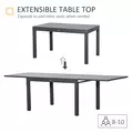Outsunny Extendable Garden Table 135-270cm x 90cm x 75cm, 10 Seater Outdoor Dining Table with Aluminium Frame for Lawn, Balcony and Backyard, Grey - 4