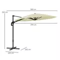 Outsunny 3(m) Cantilever Garden Parasol with Solar Powered Lights, Crank Handle & Cross Base, UPF 50+, 360° Rotation, Cream - 3