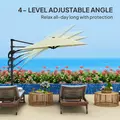 Outsunny 3(m) Cantilever Garden Parasol with Solar Powered Lights, Crank Handle & Cross Base, UPF 50+, 360° Rotation, Cream - 5