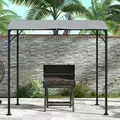 Outsunny 2.2 x 1.5 m BBQ Grill Gazebo Tent, Garden Grill with Metal Frame, Curved Canopy and 10 Hooks, Outdoor Sun Shade, Grey - 9