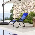 Outsunny Zero Gravity Lounger Chair, Folding Reclining Patio Chair with Padded Seat, Cup Holder, Soft Cushion and Headrest for Poolside, Camping, Blue - 8