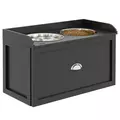 PawHut Stainless Steel Raised Dog Bowls, with 21L Storage Drawer for Large Dogs and Cats - Black - 1
