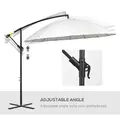 Outsunny 3(m) Cantilever Umbrella 18 Ribs & Vents Adjustable Angle for Patio Cream White - 5