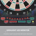 HOMCOM Electronic Dartboard Set, 27 Games Modes and 202 Variations, LED & 12 Soft Tip Darts and Cabinet to Storage, Ready-to-Play Multi-Game Option Darts Machine - 7