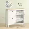 HOMCOM Modern Four-Drawer Shoe Cabinet - White - 3