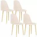 HOMCOM Modern Dining Chairs Set of 4, Kitchen Chairs with Backrest and Steel Legs for Dining Room, Living Room, Khaki - 1
