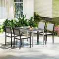 Outsunny Garden Table for 4-6, 120 x 70 cm Outdoor Dining Table with Rust-Resistant Aluminium Frame, Easy Maintenance Slatted Top, for Patio, Terrace, Balcony, Black - 8