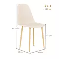 HOMCOM Modern Dining Chairs Set of 4, Kitchen Chairs with Backrest and Steel Legs for Dining Room, Living Room, Khaki - 3