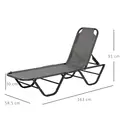 Outsunny Sun Lounger Relaxed Recliner with 5-Position Adjustable Backrest Aluminium Frame for Pool, Sun Bathing, Grey - 3