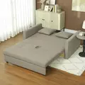 HOMCOM 2 Seater Sofa Bed with Hidden Storage, Pull Out Convertible Bed Settee, Modern Snow Flannel Loveseat Sofa Sleeper with 2 Cushions for Living Room, Guest Room, Light Brown - 7