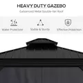 Outsunny 3.65 x 3m Aluminium Hardtop Gazebo, with Accessories - Dark Grey - 4