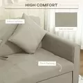 HOMCOM 2 Seater Sofa Bed with Hidden Storage, Pull Out Convertible Bed Settee, Modern Snow Flannel Loveseat Sofa Sleeper with 2 Cushions for Living Room, Guest Room, Light Brown - 6