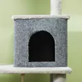 PawHut 132cm Cat Tree w/ Scratching Posts, Pad, Cat Bed, Cat House, Jumping Platform, Grooming Brush, Anti-Tip Kit, Light Grey - 8