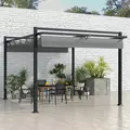 Outsunny 3 x 4m Retractable Pergola, Garden Gazebo Shelter with Aluminium Frame, for Grill, Patio, Deck, Dark Grey - 2