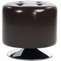 HOMCOM 360° Swivel Foot Stool Round PU Footstool with Thick Sponge Padding and Solid Steel Base, Brown - 1