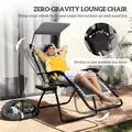 Outsunny Zero Gravity Lounger Chair Set of 2, Folding Reclining Patio Chair with Shade Cover, Padded Seat, Cup Holder, Soft Cushion and Headrest for Poolside, Camping, Light Grey - 4