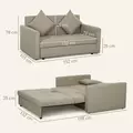 HOMCOM 2 Seater Sofa Bed with Hidden Storage, Pull Out Convertible Bed Settee, Modern Snow Flannel Loveseat Sofa Sleeper with 2 Cushions for Living Room, Guest Room, Light Brown - 3