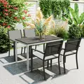 Outsunny Garden Table for 4-6, 120 x 70 cm Outdoor Dining Table with Rust-Resistant Aluminium Frame, Easy Maintenance Slatted Top, for Patio, Terrace, Balcony, Black - 2
