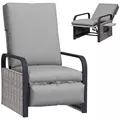 Outsunny 140° Reclining Rattan Armchair - Mixed Grey - 1