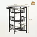 HOMCOM Three Basket Mobile Kitchen Island, with Brakes - Grey/Black - 3