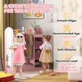 AIYAPLAY Kids Clothes Rail with Storage Shelf, Boxes, Mirror for Bedroom, Nursery, Pink - 6