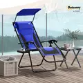 Outsunny Zero Gravity Lounger Chair, Folding Reclining Patio Chair with Shade Cover, Padded Seat, Cup Holder, Soft Cushion and Headrest for Poolside, Camping, Blue - 2