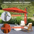 Outsunny Five-Position Overhanging Parasol - Orange - 6