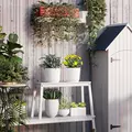 Outsunny Set of Two Ф22cm Planters - White - 8