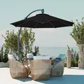 Outsunny 3(m) Garden Cantilever Parasol, Round Overhanging Umbrella with Crank Handle, Cross Base, Aluminium Frame and 360° Rotation, Banana Patio Umbrella for Outdoor Sun Shade, Black - 7