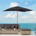 Outsunny 2 x 3m Wooden Garden Parasol Umbrella Outdoor Sun Shade Canopy, Black - 2