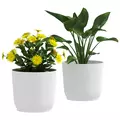 Outsunny Set of Two Ф22cm Planters - White - 1