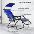 Outsunny Zero Gravity Lounger Chair, Folding Reclining Patio Chair with Shade Cover, Padded Seat, Cup Holder, Soft Cushion and Headrest for Poolside, Camping, Blue - 5