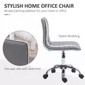 HOMCOM Armless Task Desk Chair, Swivel Office Chair with Faux Leather, Adjustable Seat Height, Chrome Base, Wheels for Home, Light Grey - 5