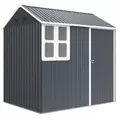 Outsunny 7 x 6ft Galvanised Garden Shed, with Latch - Dark Grey - 1
