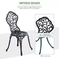 Outsunny 3 Pcs Aluminium Bistro Set Garden Furniture Dining Table Chairs Antique Outdoor Seat Patio Seater Black - 4