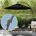 Outsunny 3(m) Garden Cantilever Parasol, Round Overhanging Umbrella with Crank Handle, Cross Base, Aluminium Frame and 360° Rotation, Banana Patio Umbrella for Outdoor Sun Shade, Black - 6