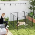 PawHut Eight-Panel Dog Playpen with Door, for Large Dogs, Indoors, Outdoors, 100cm Tall, Black - 8