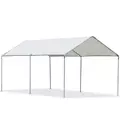 Outsunny 3 x 6m Heavy Duty Carport Garage Car Shelter Galvanized Steel Outdoor Open Canopy Tent Water UV Resistant Waterproof, White - 1