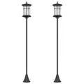 Outsunny Set of Two 1.8m Traditional Style Solar Lamp Posts - Black - 1