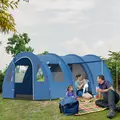 Outsunny 5-6 Man Camping Tent with 2 Room, Floor and Carry Bag - Blue - 2