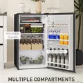 HOMCOM Under Counter Fridge, 91L Small Fridge with Chiller Box, Removable Shelf, Reversible Door, Adjustable Legs, Mini Refrigerator,  Silver Tone - 6