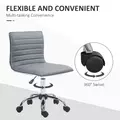 HOMCOM Armless Task Desk Chair, Swivel Office Chair with Faux Leather, Adjustable Seat Height, Chrome Base, Wheels for Home, Light Grey - 6