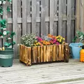Outsunny 52L Raised Flower Bed Wooden Rectangular Planter Container Box Herb Pot Flower Pot 78L x 35W x 30H (cm) - 2