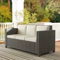 Outsunny 3 Seater Rattan Sofa All-Weather Wicker Weave Metal Frame Chair with Fire Resistant Cushio-Cream - 8