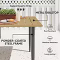 Outsunny Garden Dining Table, 150 x 90 cm Rectangle Outdoor Table with 5 cm Parasol Hole, Slatted Tabletop and Steel Frame for Patio Balcony, (Table Only) Brown - 7