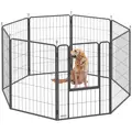 PawHut Eight-Panel Dog Playpen with Door, for Large Dogs, Indoors, Outdoors, 100cm Tall, Black - 1
