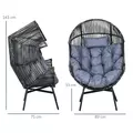 Outsunny String Rattan Egg Chair, with Padded Seat Cushion - Grey/Black - 3
