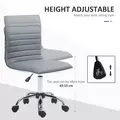 HOMCOM Armless Task Desk Chair, Swivel Office Chair with Faux Leather, Adjustable Seat Height, Chrome Base, Wheels for Home, Light Grey - 4