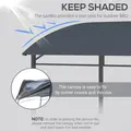 Outsunny 2.2 x 1.5 m BBQ Grill Gazebo Tent, Garden Grill with Metal Frame, Curved Canopy and 10 Hooks, Outdoor Sun Shade, Grey - 4