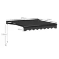 Outsunny 3 x 2.5m Electric Awning with LED Light, Aluminium Frame Retractable Awning Sun Canopies for Patio Door Window - 3
